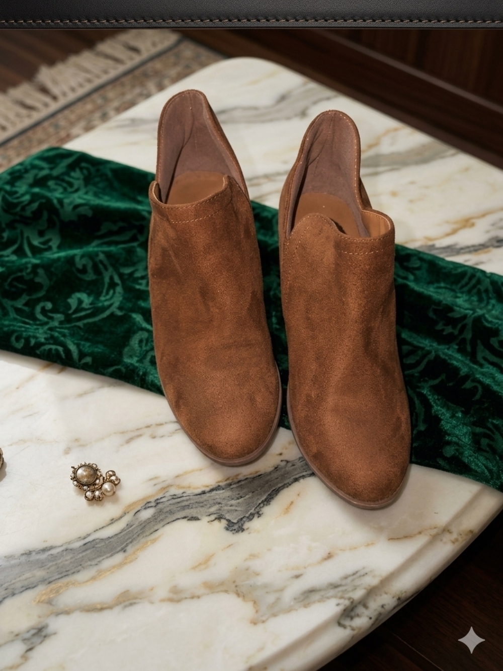 Cityclassified Chestnut Brown Suede Ankle Booties